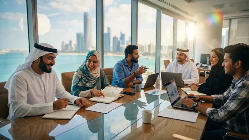 Consultants comparing mainland and free zone company setup options